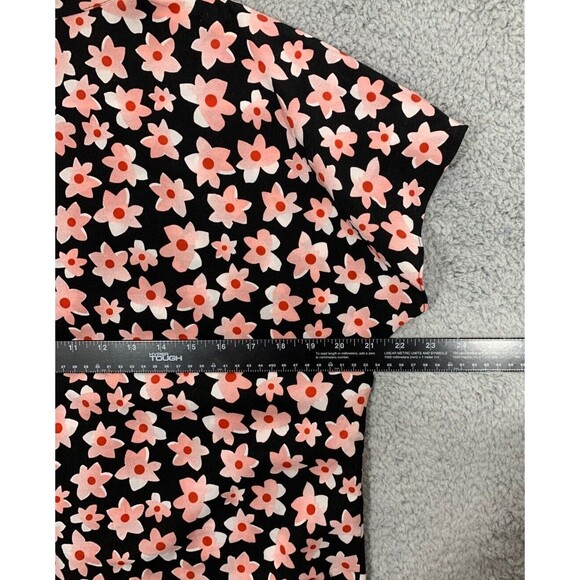 Women's Cabi Small (S) Black Pink Red Floral Print Cap Sleeve Top Blouse - Picture 8 of 11